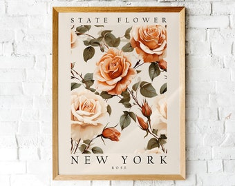 Rose Symbolism, The State Flower of New York, Poster Print, Wall Décor
