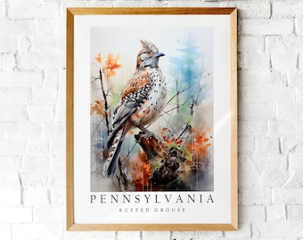 Ruffed Grouse, The State Bird of Pennsylvania, Poster Print, Wall Décor