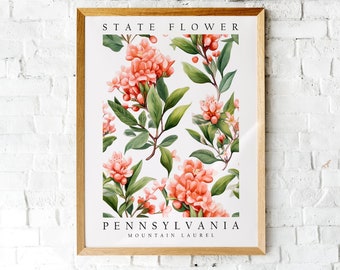Mountain Laurel, Pennsylvania State Flower, Poster Print, Wall Décor