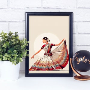 Traditional Indian Dance Woman Art, Style 2, Poster Print, Home Décor