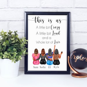 Customized Print Art for Best Friends, Personalized Friendship Portrait, Best Gift for Friend, Bestie, Sister, BFF, Wall Décor