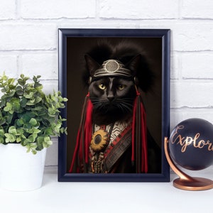 Black Cat in Traditional Peruvian Costume, Poster Prints, Wall Art Décor