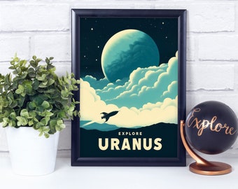 Planet Uranus, Explore Outer Space Travel, Poster Print, Wall Décor