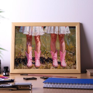 Vintage Cowgirl Chic, Retro Western Wall Art, Pink Boots, 1950s Aesthetic, Digital Download, Poster Prints for Stylish Wall Décor bild 2