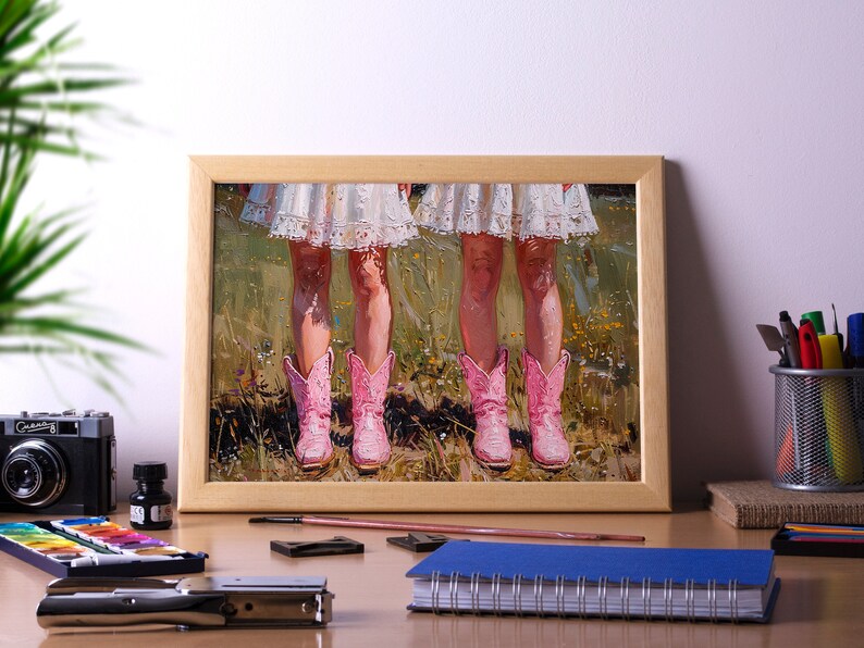 Vintage Cowgirl Chic, Retro Western Wall Art, Pink Boots, 1950s Aesthetic, Digital Download, Poster Prints for Stylish Wall Décor bild 2