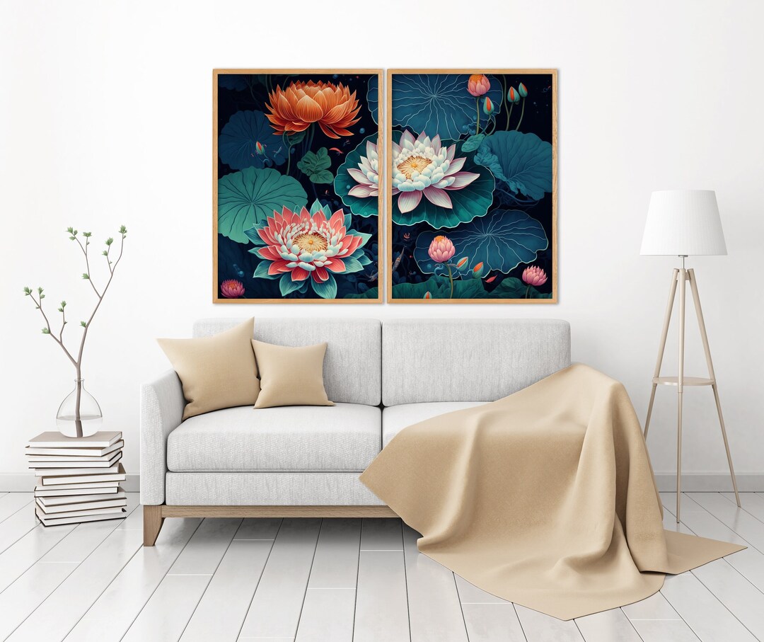 Lotus Flowers Style 2, Set of 2 Poster Prints, Home Wall Art Décor - Etsy