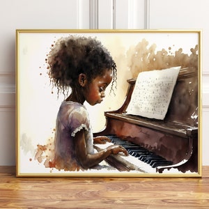 Little Girl Playing Piano, Poster Prints, Wall Art Home Décor