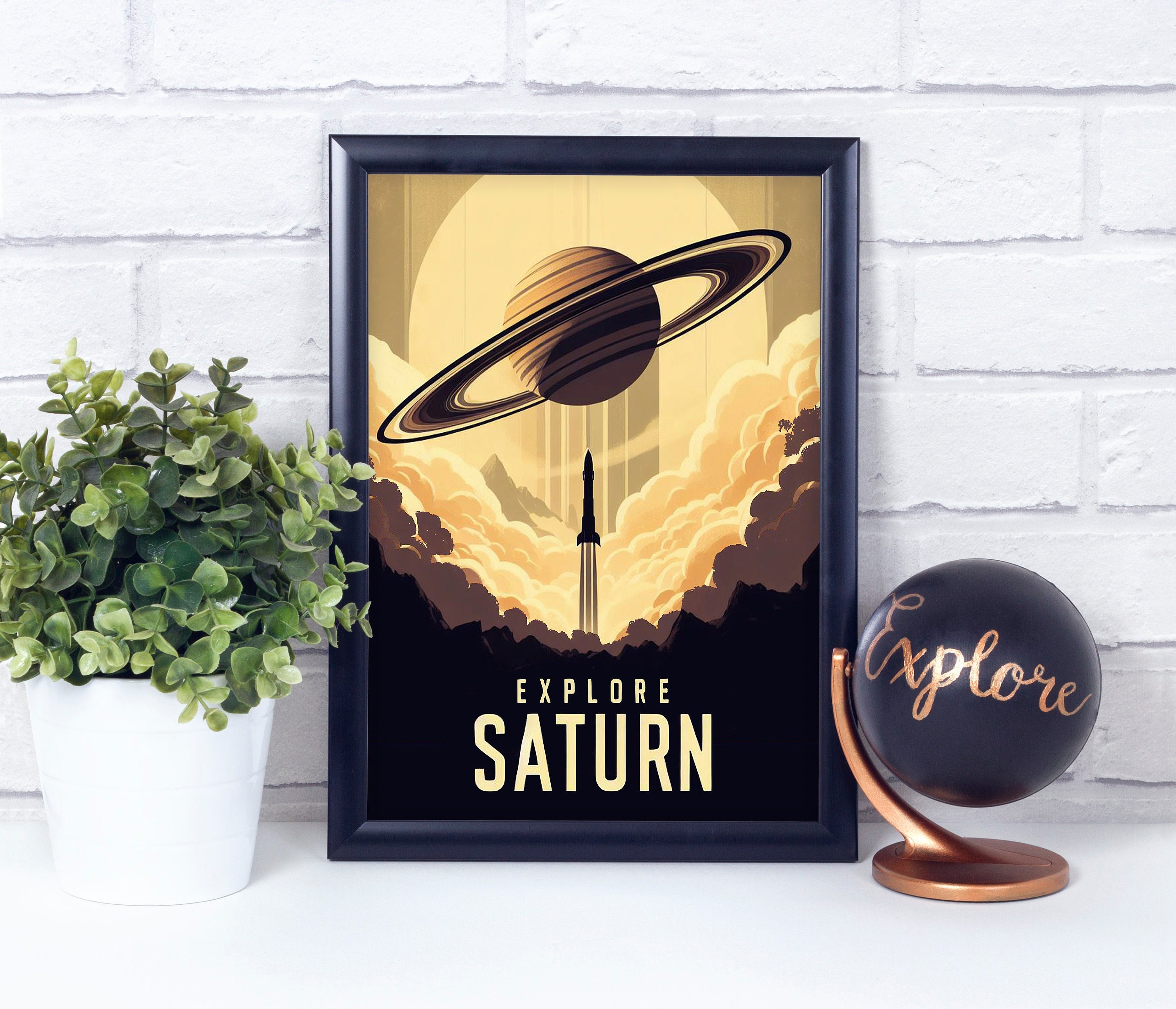 Planet Saturn, Explore Outer Space Travel, Poster Print, Wall