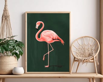 Pink Flamingo Poster Print – Minimalist Tropical Wall Art