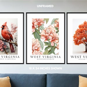 West Virginia State Bird Northern Cardinal, State Tree Sugar Maple ...