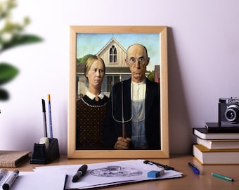 American Gothic, Poster Print Painting, Wall Art Décor