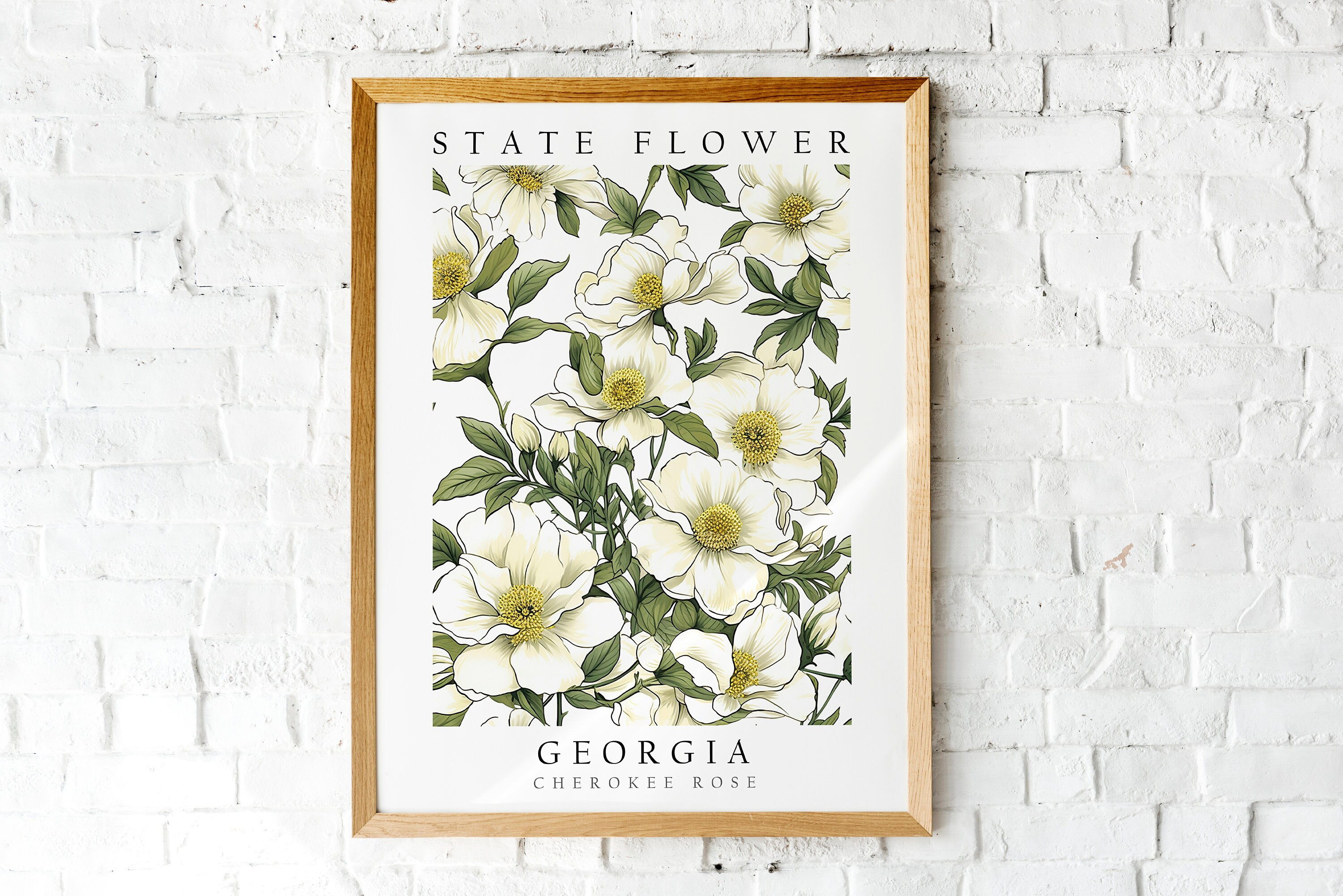 Cherokee Rose, Georgia State Flower, Poster Print, Wall Décor