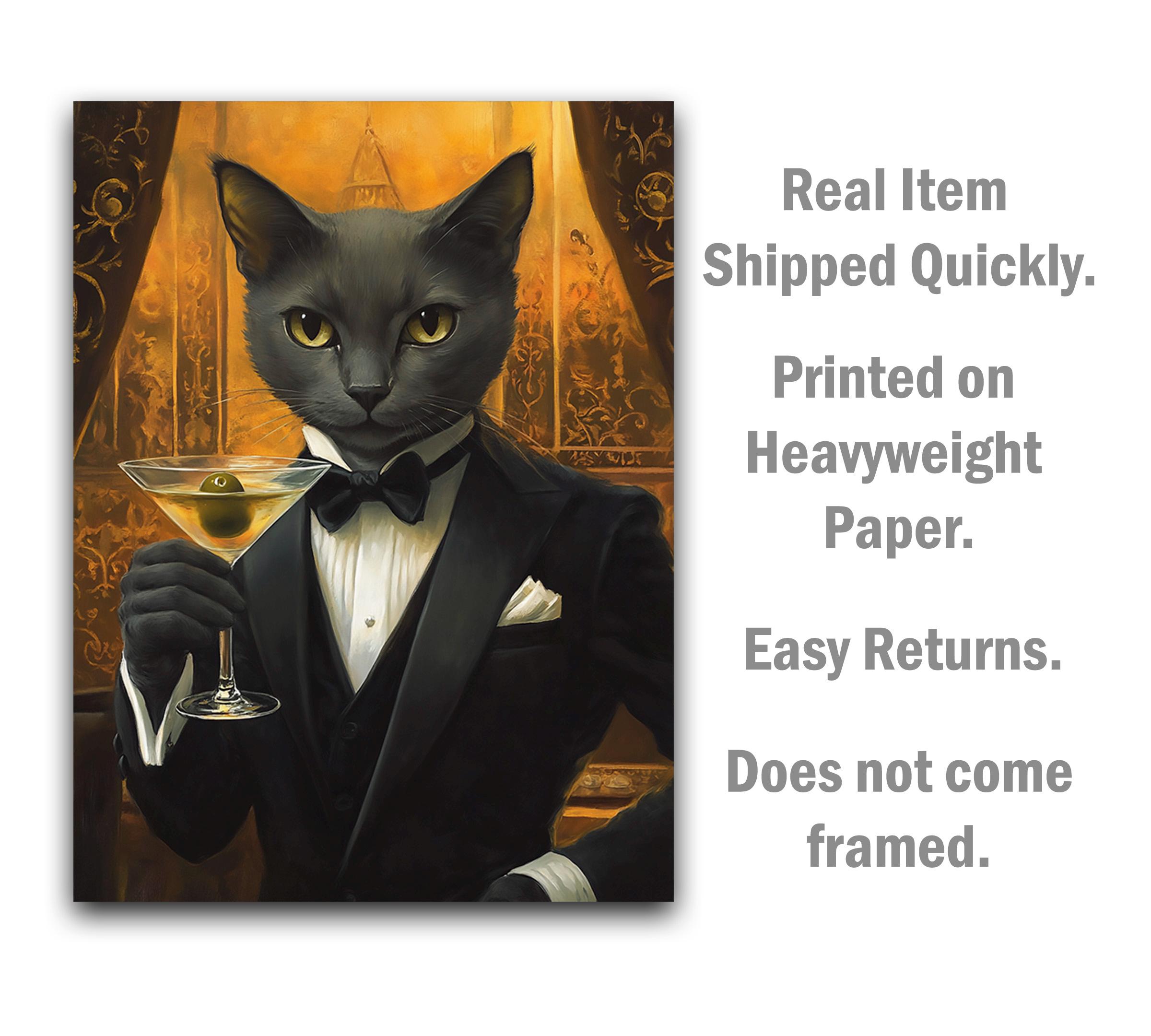 Cat in Tuxedo, Martini Art Print Poster – Funny Cat Lover Gift - Etsy