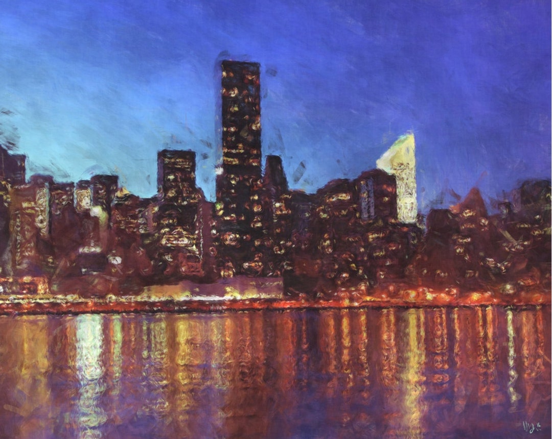 New York City Skyline NYC Painting Poster Print - Etsy