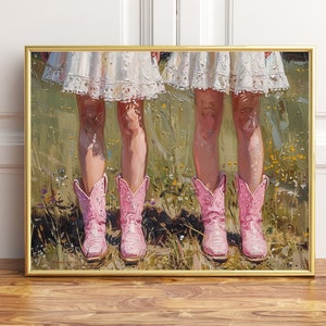 Vintage Cowgirl Chic, Retro Western Wall Art, Pink Boots, 1950s Aesthetic, Digital Download, Poster Prints for Stylish Wall Décor