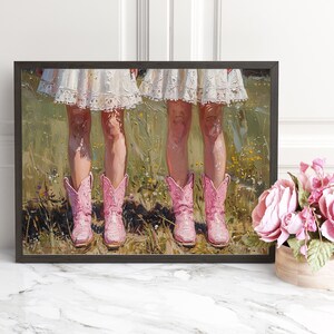 Vintage Cowgirl Chic, Retro Western Wall Art, Pink Boots, 1950s Aesthetic, Digital Download, Poster Prints for Stylish Wall Décor bild 3