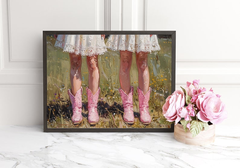 Vintage Cowgirl Chic, Retro Western Wall Art, Pink Boots, 1950s Aesthetic, Digital Download, Poster Prints for Stylish Wall Décor bild 3