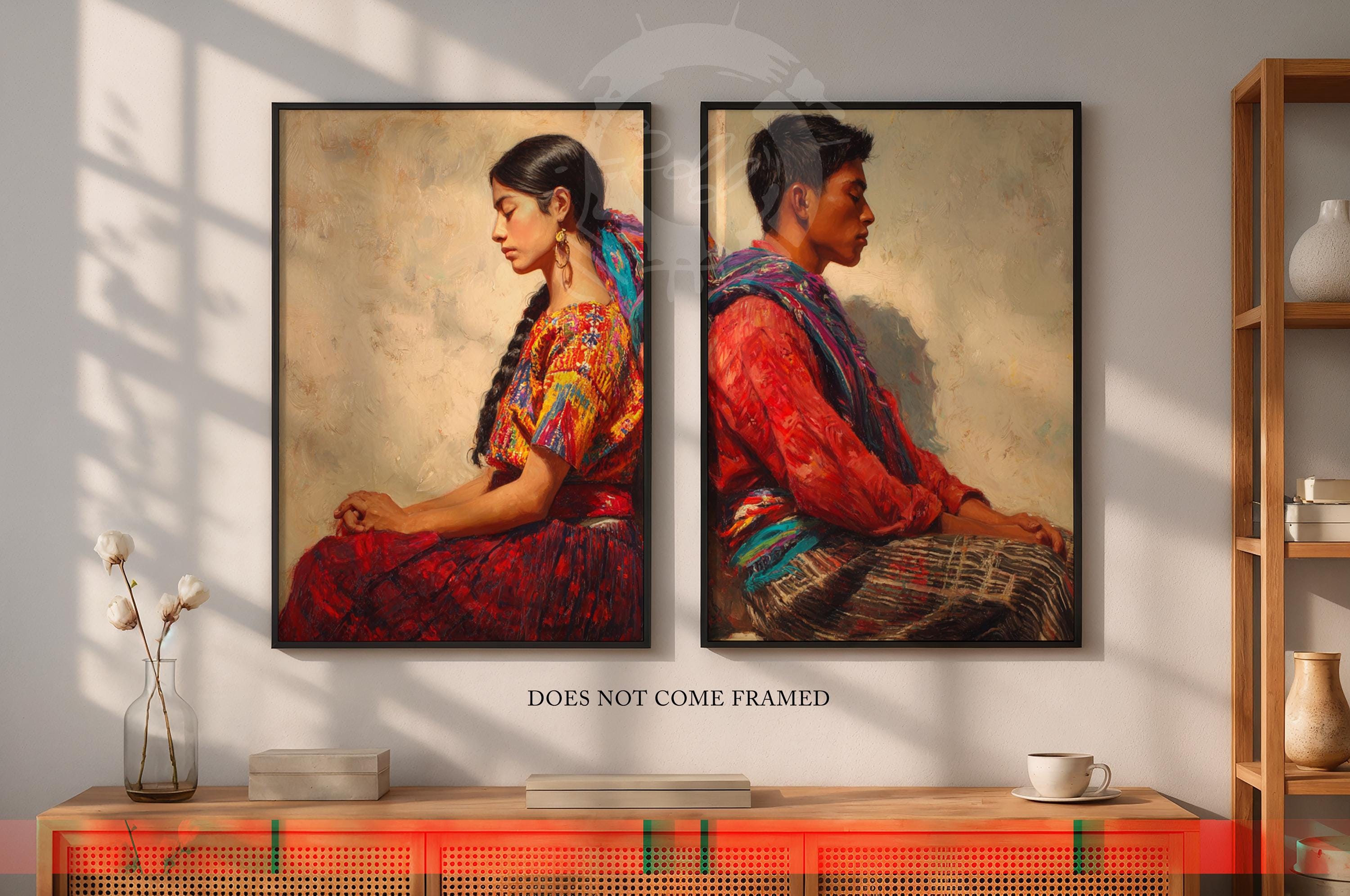 Guatemalan Couple Art Print, Guatemala Cultural Heritage Portrait