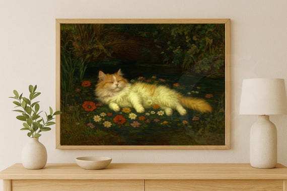 Funny Ophelia Cat Poster Print: Everett Parody - Humorous Renaissance Meme