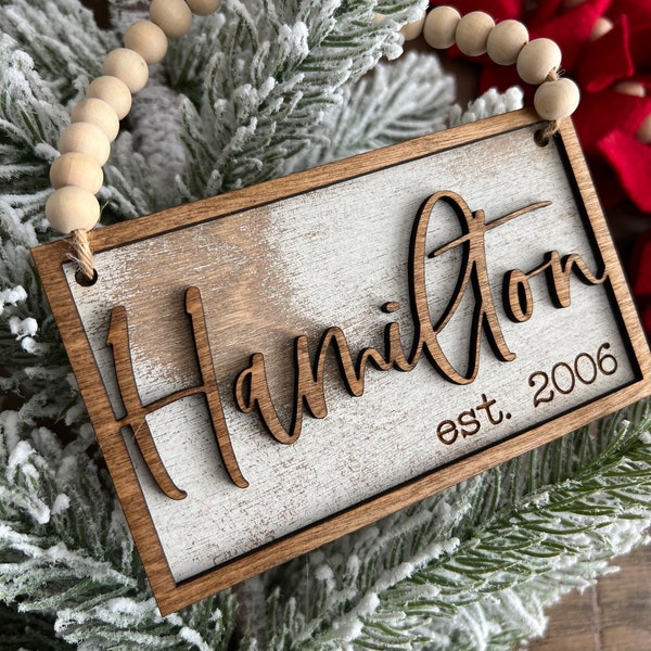 Personalized Farmhouse Ornament | Wooden Ornament | Last Name | Family Name