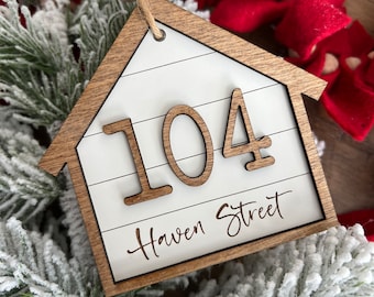 Home Christmas Ornament | Address | New Home | Housewarming | Realtor