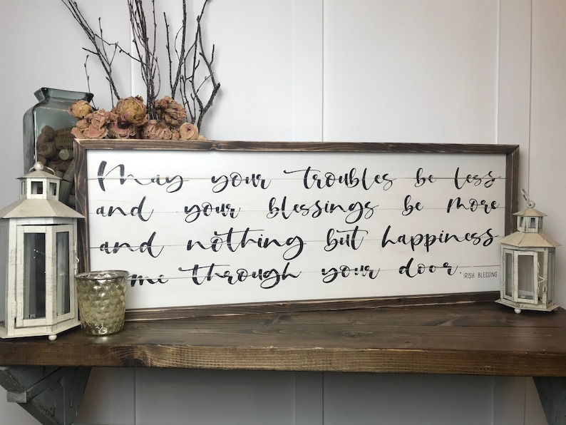 Framed Sign Family and Living Room Sign Housewarming Gift Shiplap Irish Blessing Entryway Sign