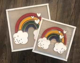 Framed Rainbow Sign | Nursery Decor | Kid’s Room and Playroom | Baby Shower Gift | Rainbow Baby