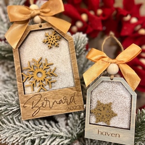 Personalized Shaker Ornaments | Glitter | Farmhouse Gift Tag
