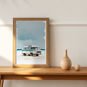 Watercolor Converted Campervan on the Beach - Digital Print