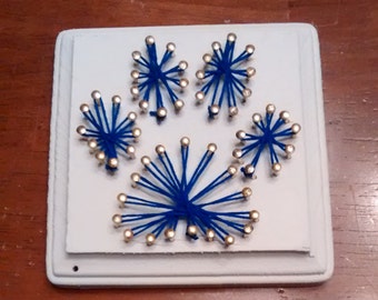 Paw Print String Art - Blue and White