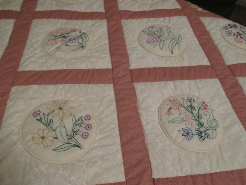 Hand Embroidered Queen-sized Quilt image 5