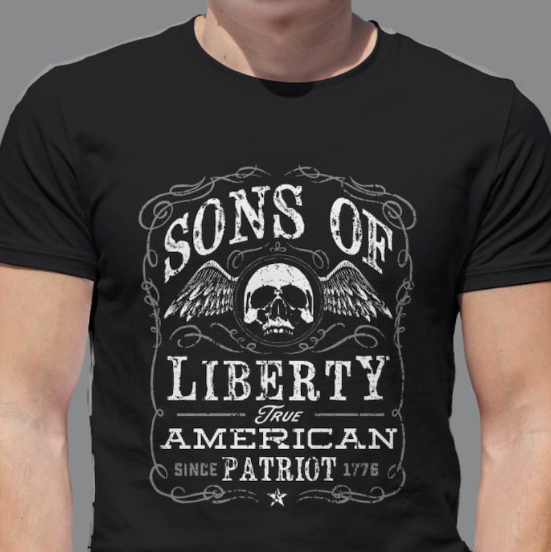 Sons Of Liberty Patriotic Tshirt Grey on Black Guns Etsy