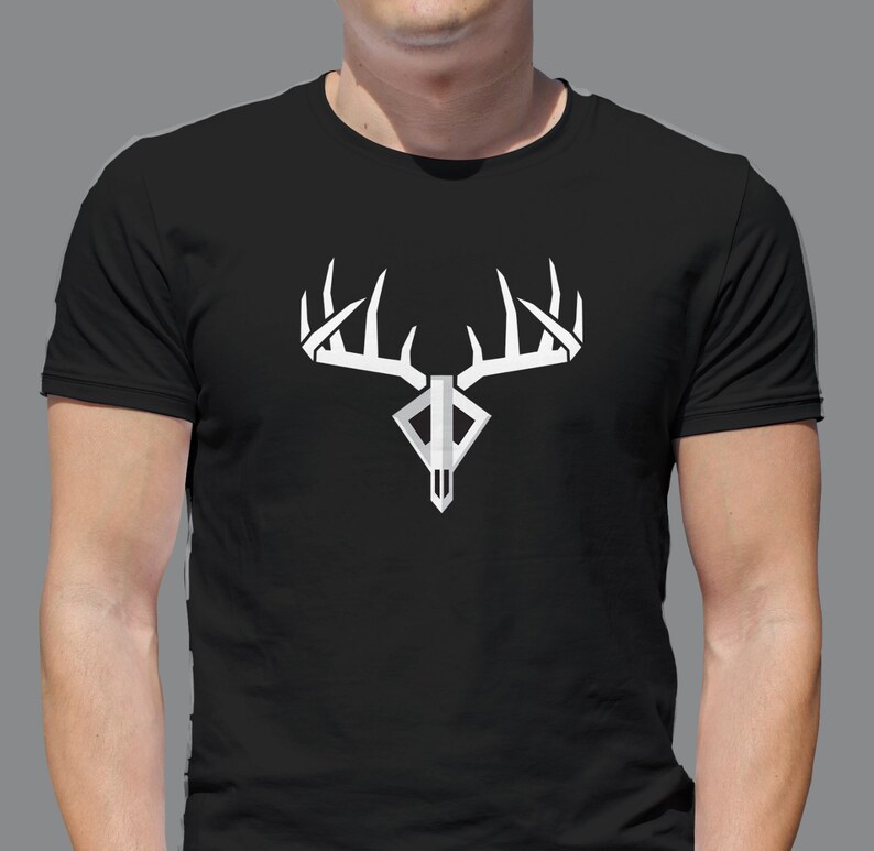 Archery Bowhunting Deer Skull Broadhead TShirt Black and Etsy