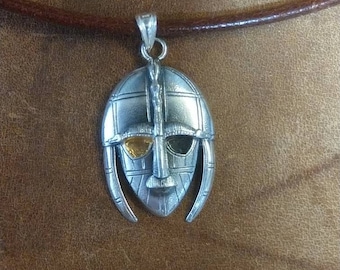 Anglo Saxon helmet pendant in solid silver. Sutton Hoo helm, Viking helmet pendant. Archery Jewelry, Archery Jewellery