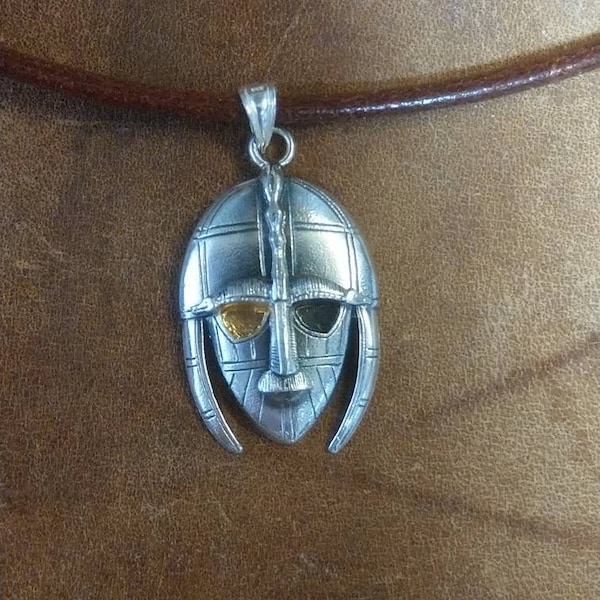 Anglo Saxon helmet pendant in solid silver. Sutton Hoo helm, Viking helmet pendant. Archery Jewelry, Archery Jewellery