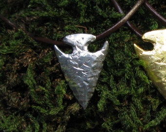 Sterling Silver Large Primitive Arrow Head Pendant, Archery Jewelry, Archery Jewellery