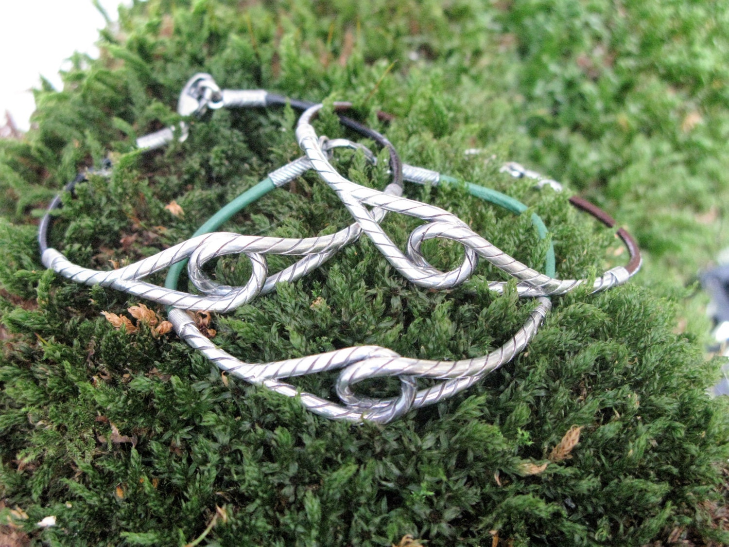 Silver String Loop Bracelet Intertwined String Loops Bangle Etsy UK