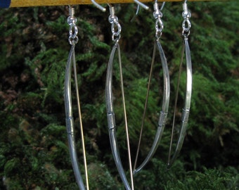 English Longbow Earrings in Silver by Archers Jewellery with Solid Gold String, Archery Jewelry