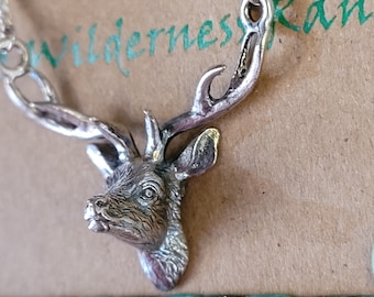 Silver stag pendant, Deer pendant, Silver deer,  Bushcraft, Wilderness Range,Archery Jewelry, Archery Jewellery