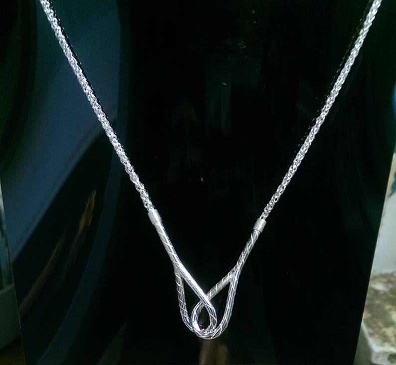 Silver String Loop Necklace, Intertwined String Loops Necklace in