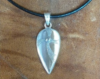 Norman kite shield pendant, solid silver shield pendant, silver kite shield pendant