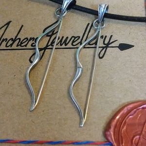 Silver Horse Bow Pendant: Archery Jewelry with Gold String