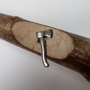 Silver Hand Axe Pin Badge: Bushcraft Jewelry