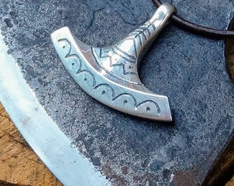 Ukko's Axe pendant in solid silver, Finnish Axe, Nordic axe necklace.