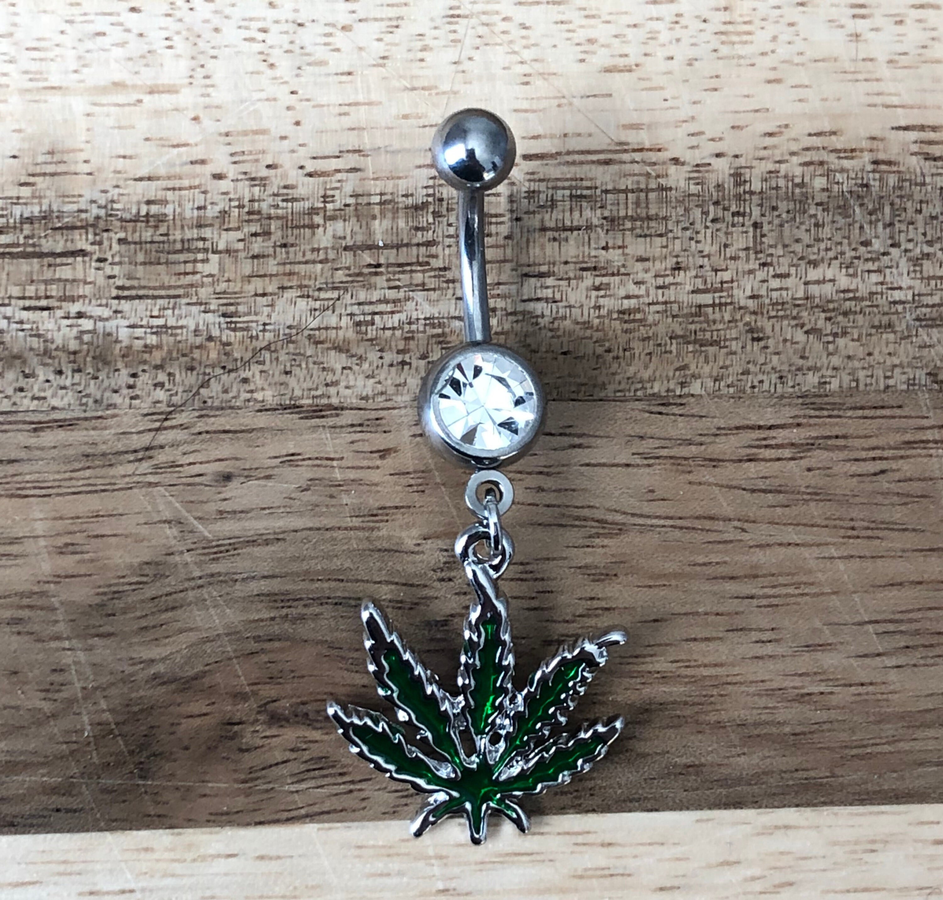 Pot leaf belly on sale button ring