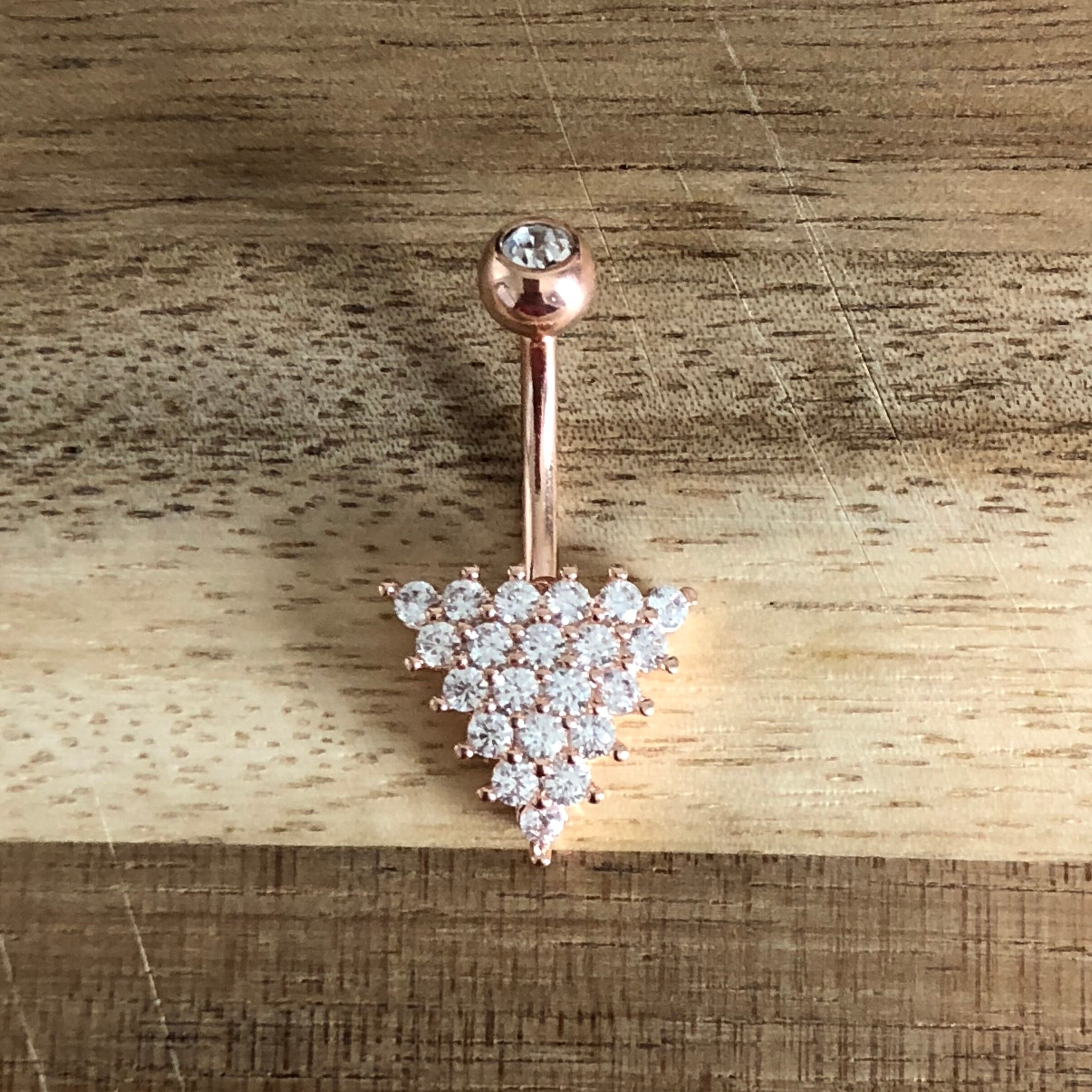 Clear Multi Gem Triangle Rose Gold Plated Belly Button Ring Navel