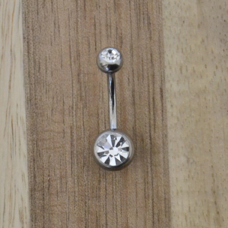 Clear Double Gem Belly Button Ring Navel Body Piercing Jewelry Etsy