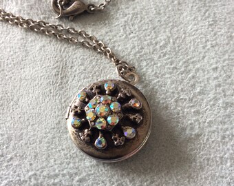Vintage Locket with AB Rhinestones