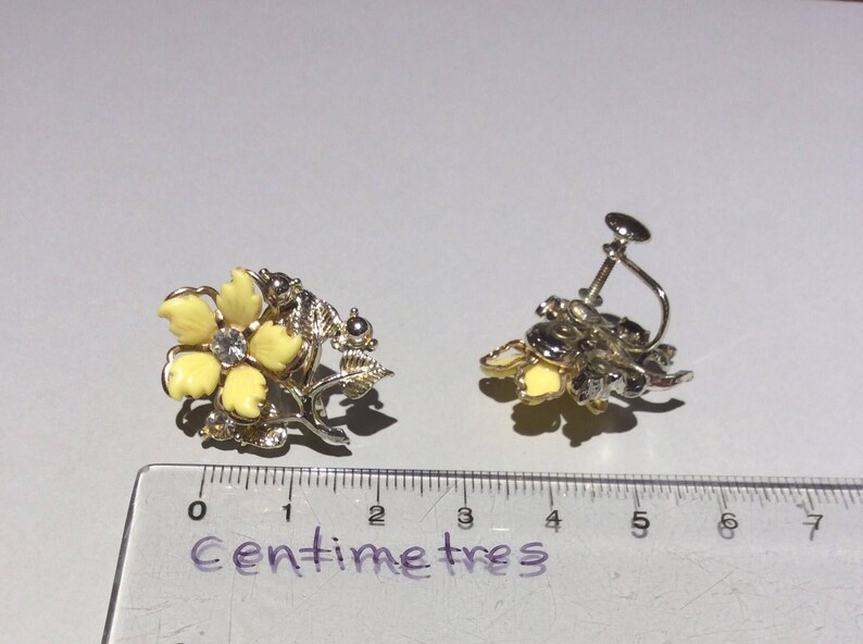 Yellow Flower Screw Back Earrings