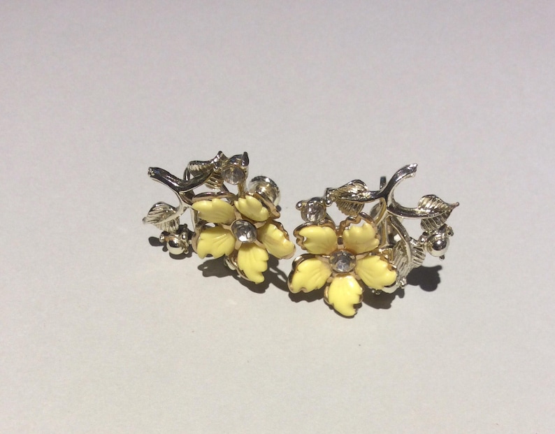 Yellow Flower Screw Back Earrings